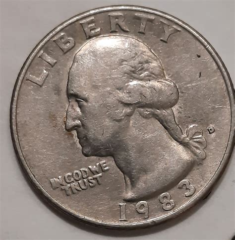 However the letter 'R' is engraved on Washington's head. . Extremely rare 1983 d quarter